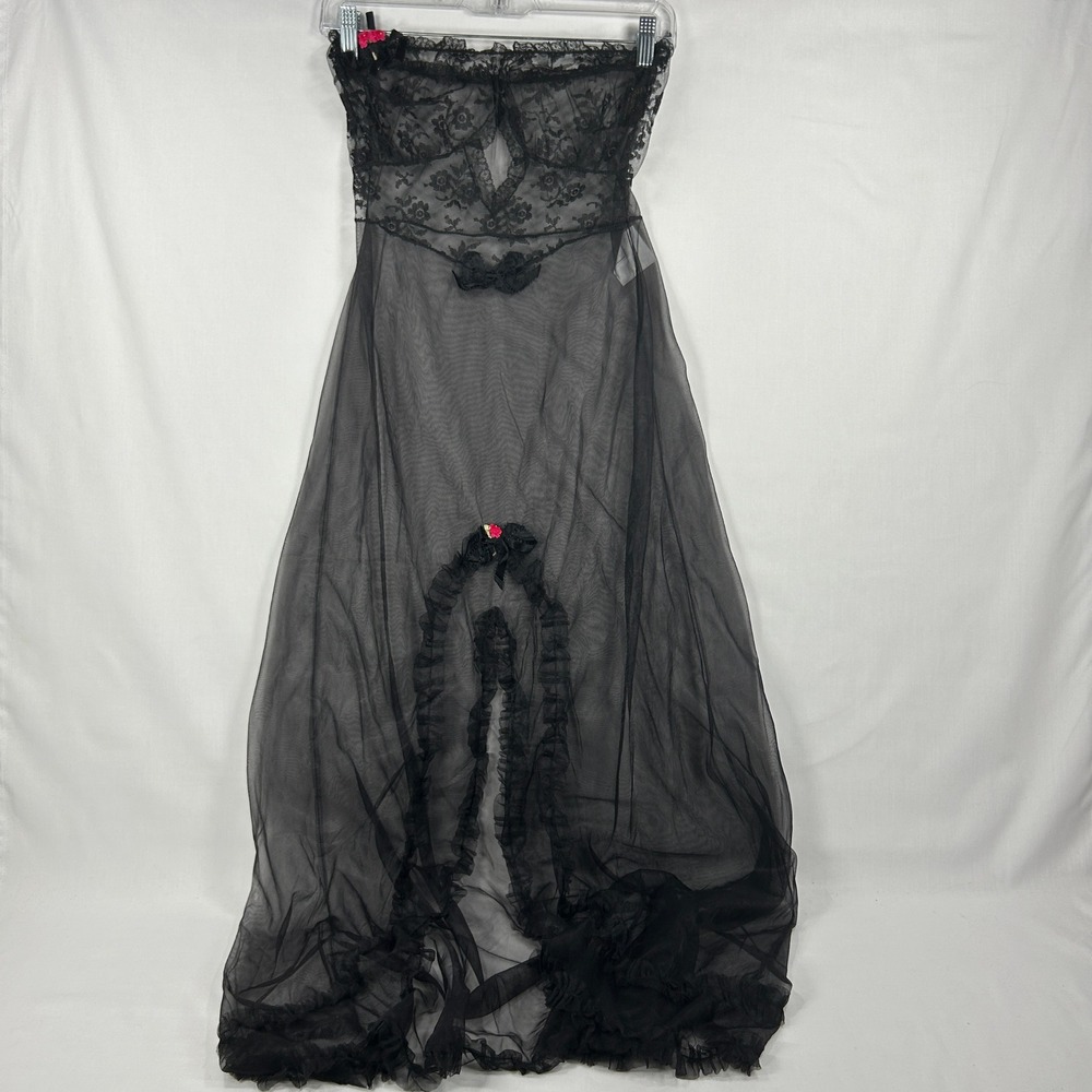 Paris Creation by Joan's of New Orleans Black Lace Sheer Maxi Nightgown